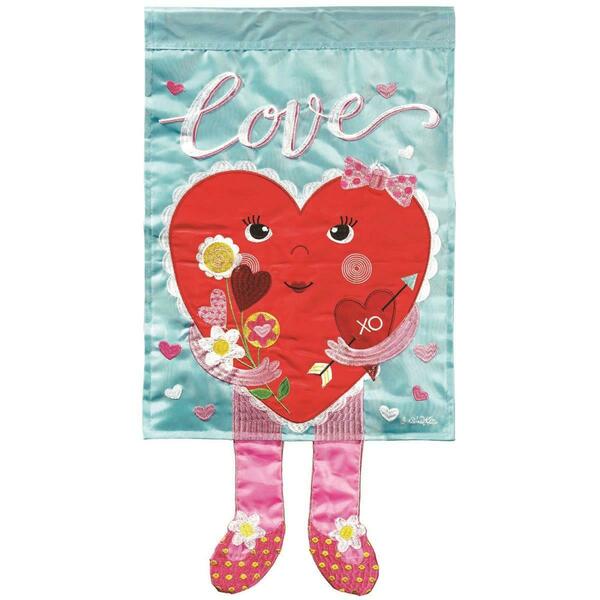 Recinto 30 x 44 in. Heart Love Garden Flag Applique RE3459544